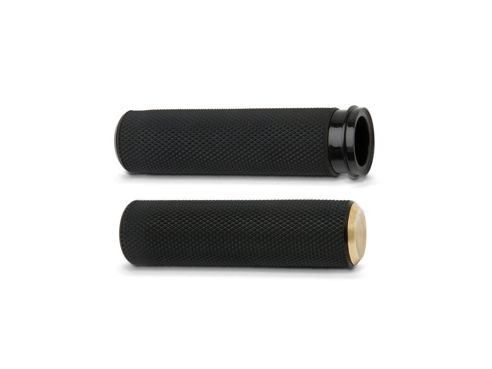 Knurled Fusion Handgrips - Brass. Fits H-D with Throttle Cable. - Arlen Ness