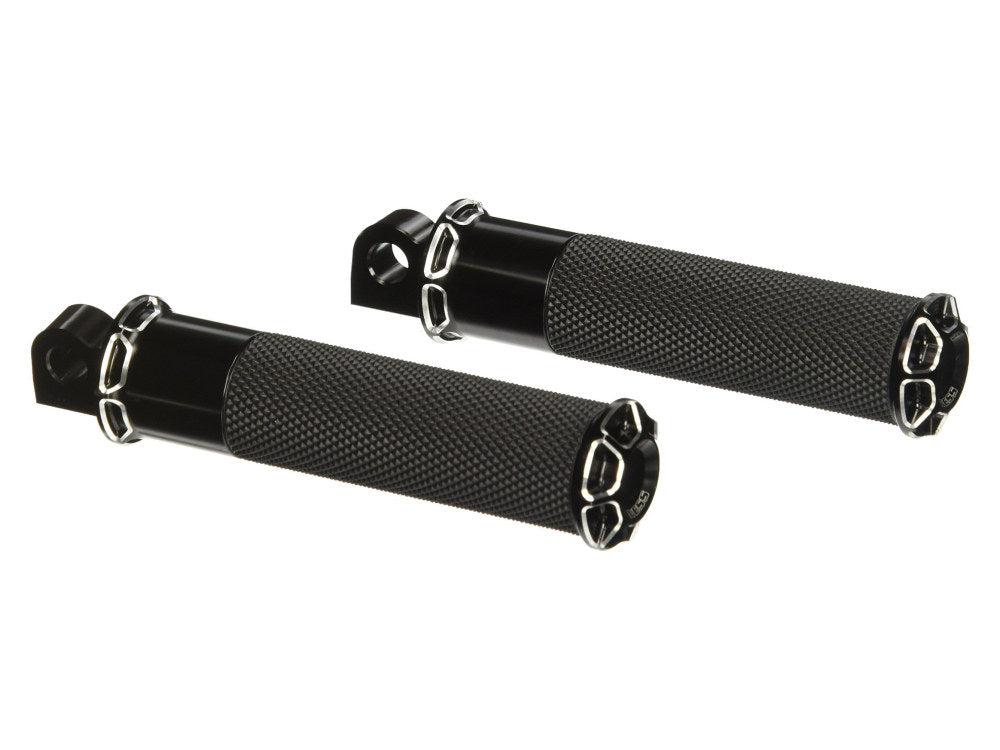 Beveled Fusion Footpegs - Black. - Arlen Ness