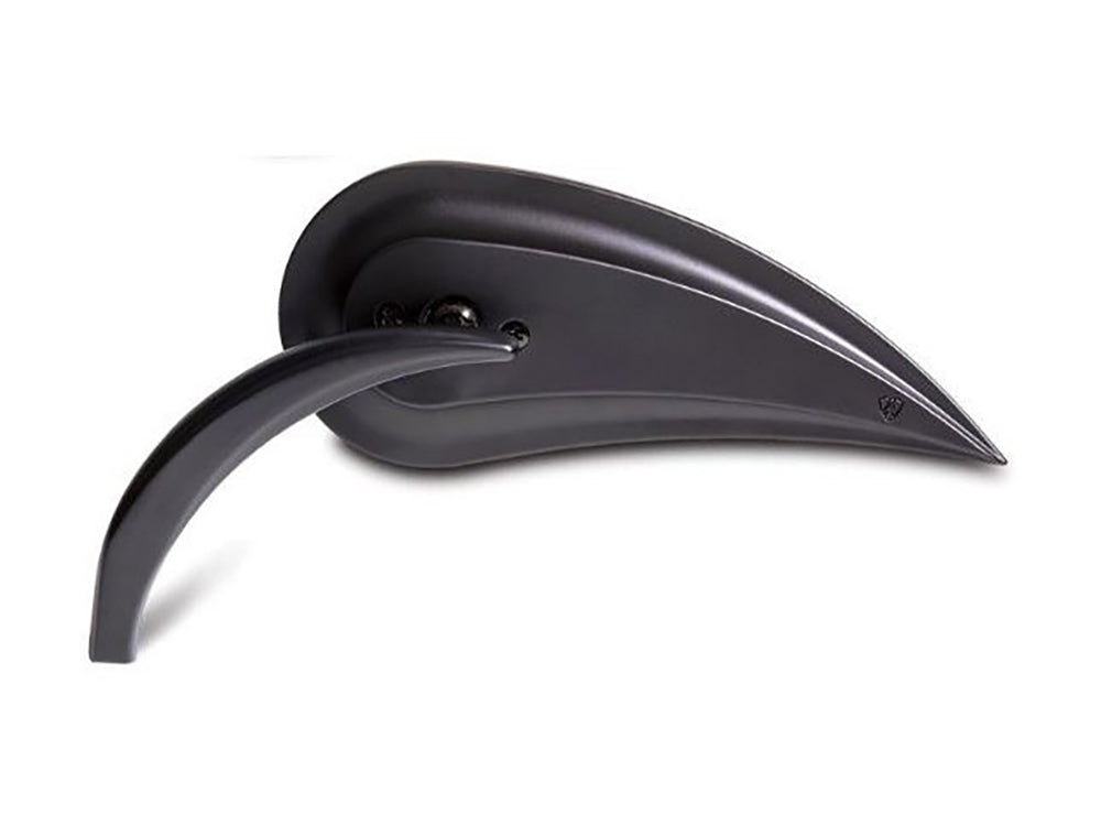 Rad III Teardrop Mirror with Die-Cast Stem - Black. Fits Left. - Arlen Ness