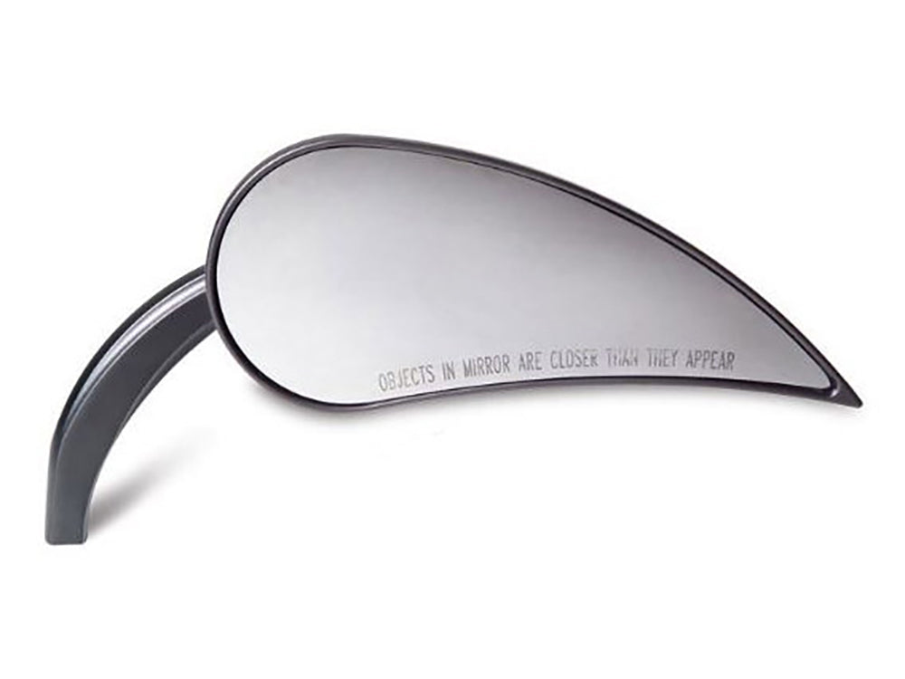 Rad III Teardrop Mirror with Die-Cast Stem - Black. Fits Right. - Arlen Ness