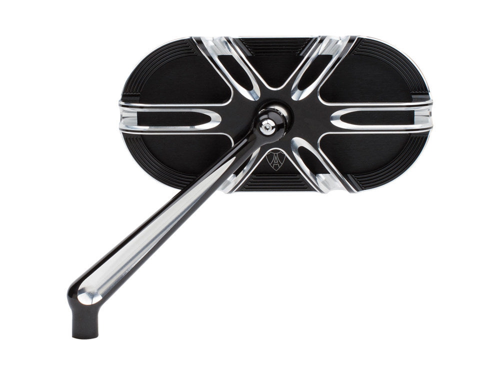 Deep Cut Caged Series Mirror - Black. Fits Left. - Arlen Ness
