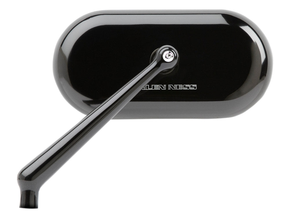Forged Oval Mirror - Black. Fits Left. - Arlen Ness