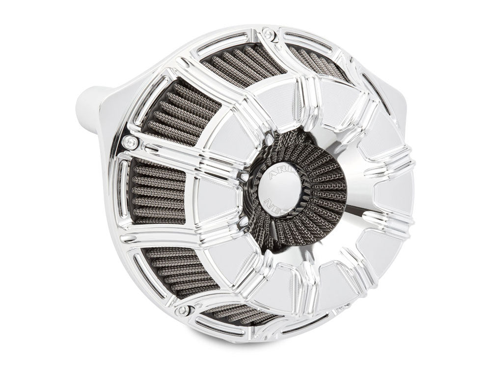 10-Gauge Air Cleaner Kit - Chrome. Fits Touring 2017-2024 & Softail 2018-2024 - Arlen Ness