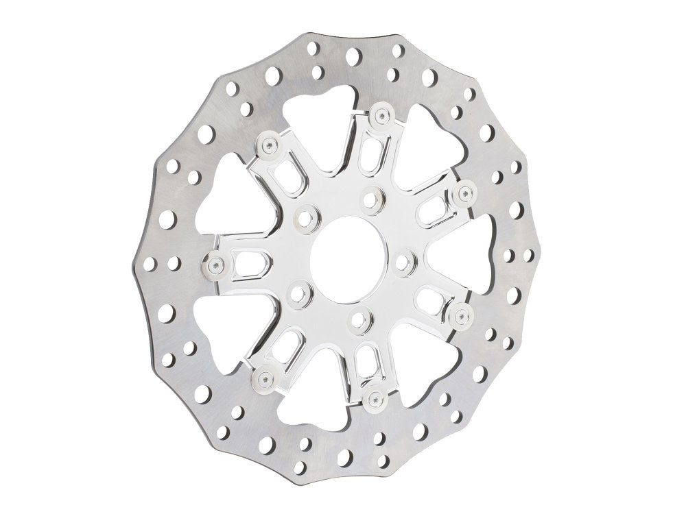 11.8in. Front 7-Valve Disc Rotor - Chrome. Fits Dyna 2006-2017, Softail 2015up, Sportster 2014-2021 & Some Touring 2008up. - Arlen Ness