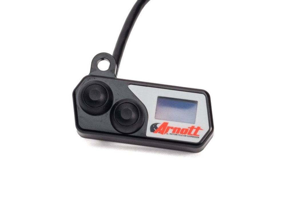 Handlebar Control Switch with LED Gauge - Black. Fits Bikes with Air Suspension. - Arnott Motorcycle Air Suspension