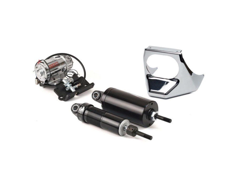 Rear Air Shock Absorbers - Black with Chrome Handlebar Switch. Fits Softail 2001-2017. - Arnott Motorcycle Air Suspension