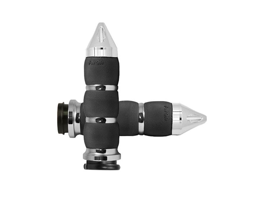 Spike Air Cushion Handgrips - Chrome. Fits Big Twin 2008-2024 with Throttle-by-Wire - Avon Grips