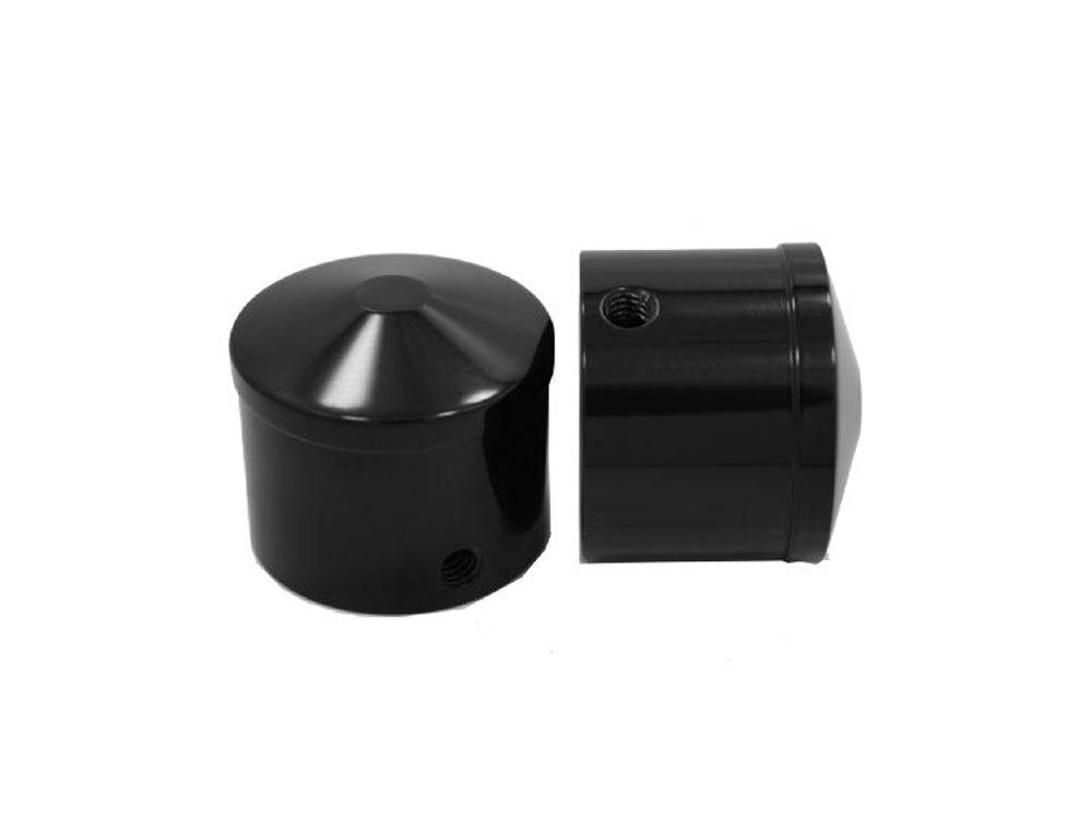 Front Axle Caps - Black. Fits Touring 2008up, Softail 2007-2017, Dyna 2008-2017, Sportster 2008-2021, V-Rod 2008-2011, Street 2015-2020 - Avon Grips