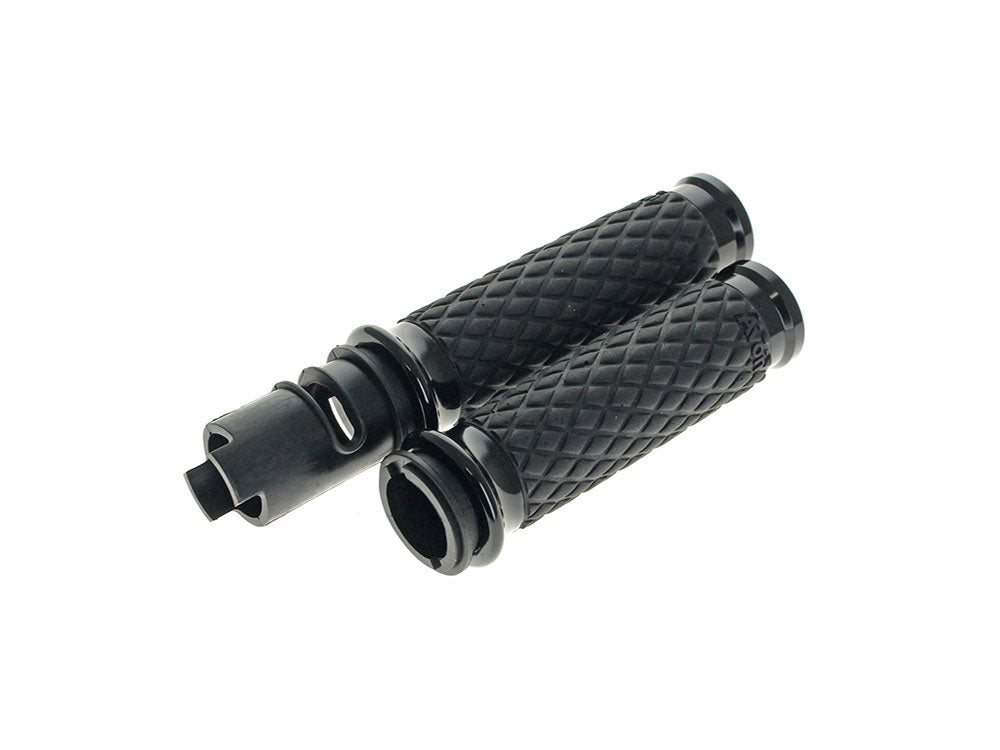 Diamond Contour Handgrips - Black. Fits CVO Touring 2023up, Street Glide & Road Glide 2024up, Touring 2025up & Softail 2025up - Avon Grips