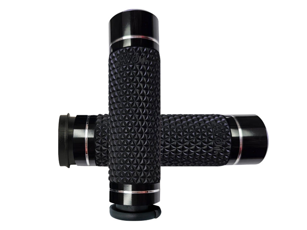 K25 Handgrips - Black. Fits Big Twin 2008-2024 with Throttle-by-Wire - Avon Grips
