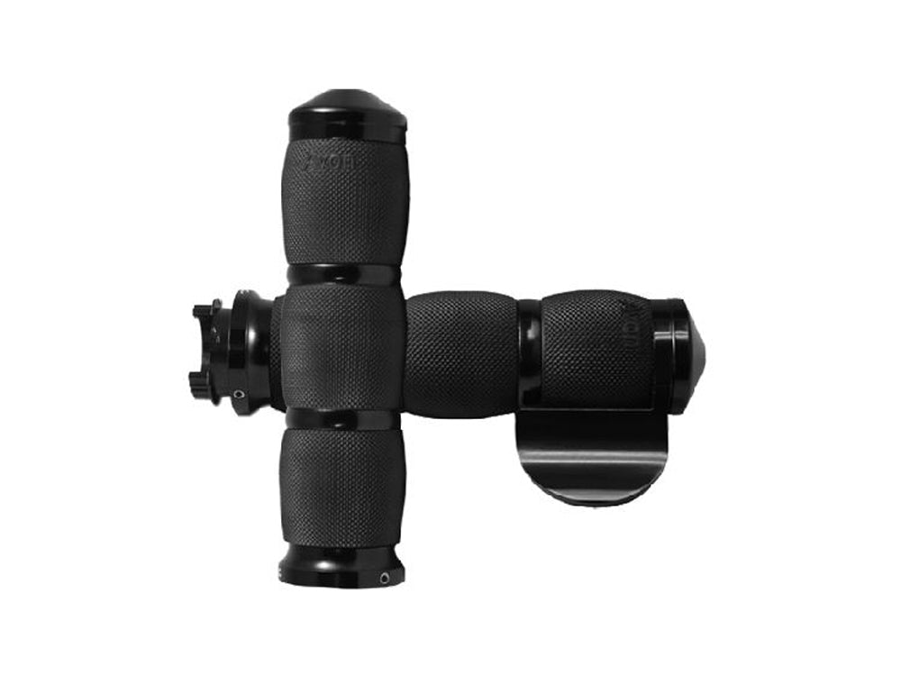 Air Cushion Handgrips with Throttle Boss - Black. Fits Various Metric Models. - Avon Grips