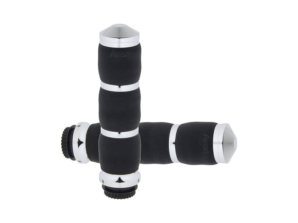 Heated Air Cushion Handgrips - Chrome. Fits Various Metric Models. - Avon Grips
