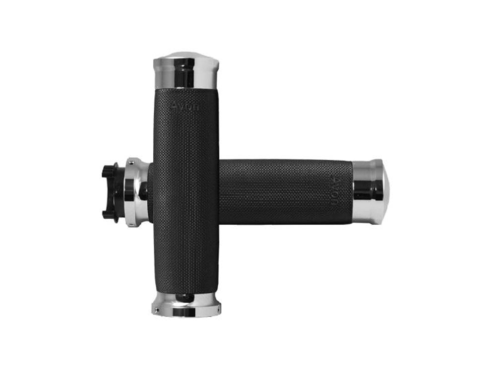 Custom Contour Handgrips - Chrome. Fits Various Metric Models. - Avon Grips