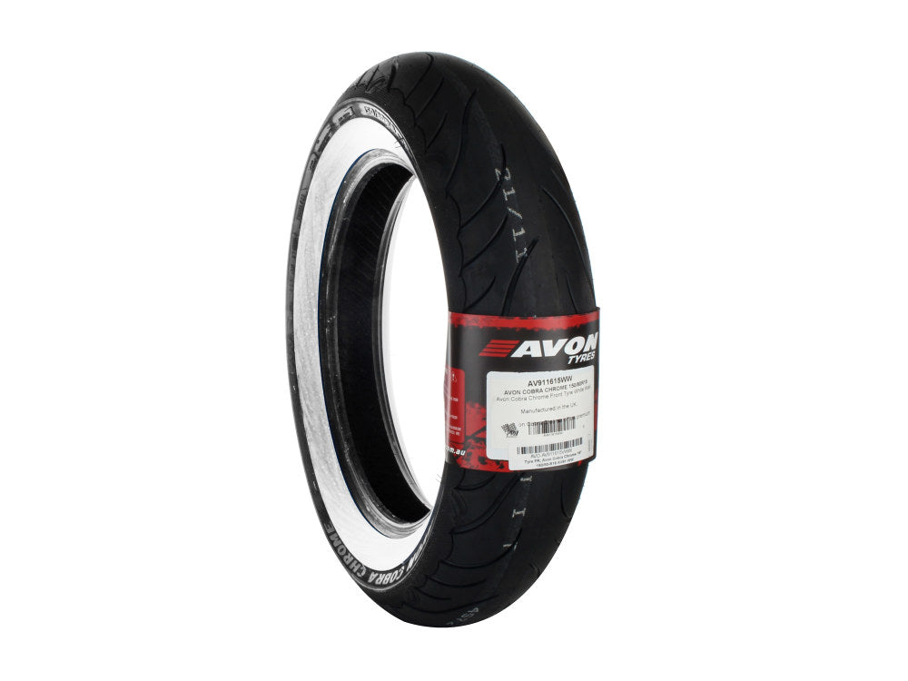 Avon Cobra Chrome 16in. Whitewall Front Tyre. 150/80-R16 AV91. - Avon Tyres