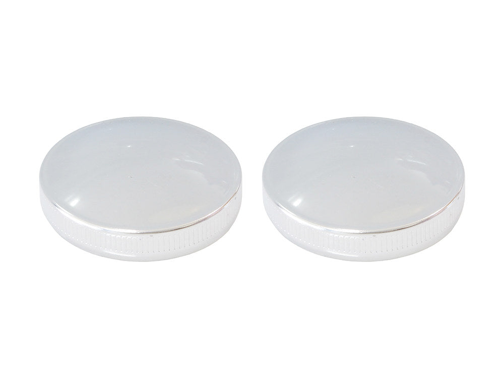 Early Style Fat Bob Fuel Caps - Chrome. Fits Big Twin 1936-1973 & Sportster 1958-1973. - Rollies Speed Shop