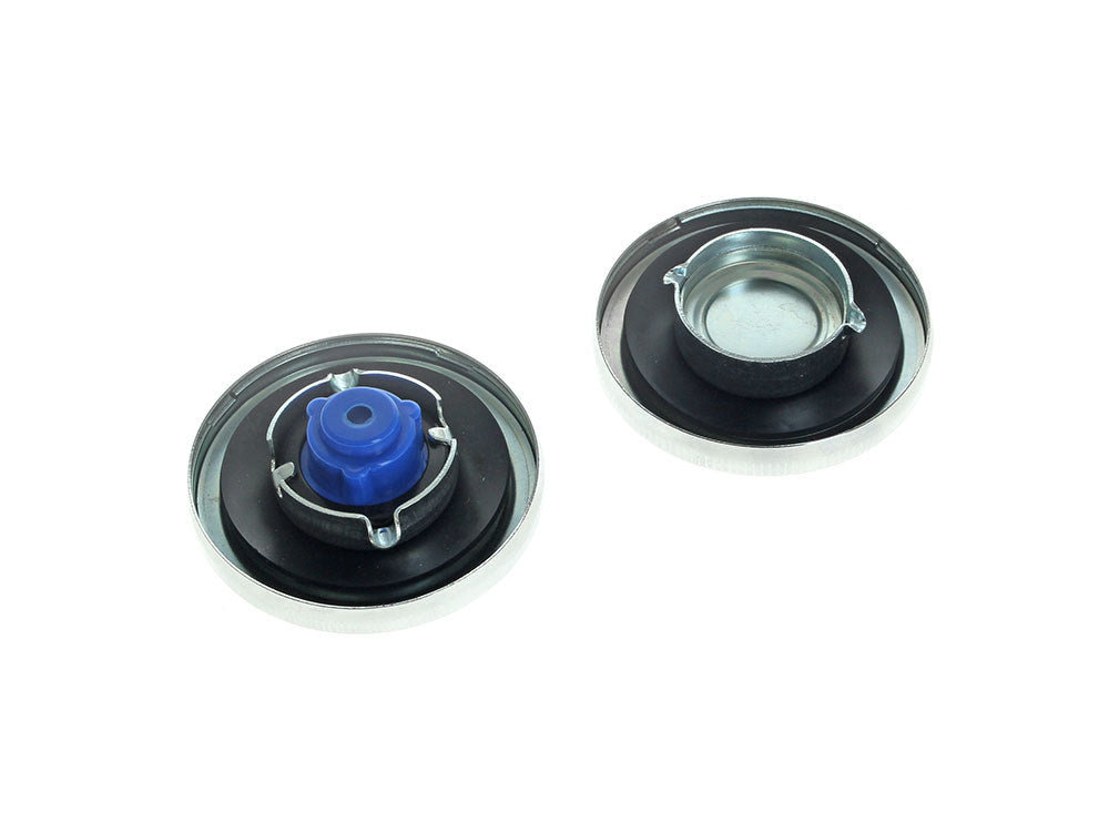 Plain Style Fuel Caps - Chrome. Fits Big Twin & Sportster 1974-1981. - Rollies Speed Shop