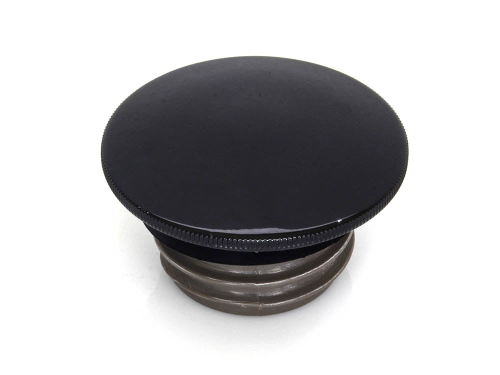 Low Profile Right Hand Vented Screw-In Fuel Cap - Gloss Black. Fits H-D 1996up. - Rollies Speed Shop