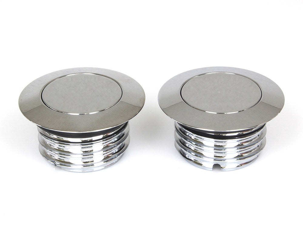Screw-In Pop-Up Style Fuel Caps - Chrome. Fits H-D 1982-1995. - Rollies Speed Shop