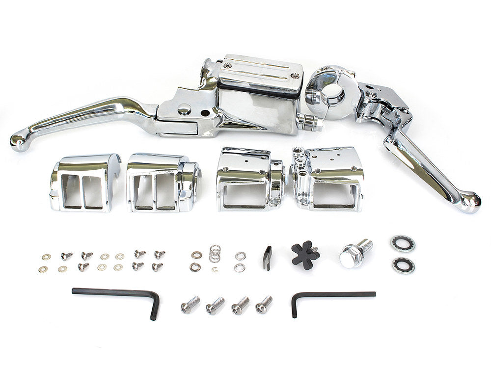 Handlebar Control Kit - Chrome. Fits Big Twin & Sportster 1982-1995 Models with Dual Disc Rotors. - Rollies Speed Shop