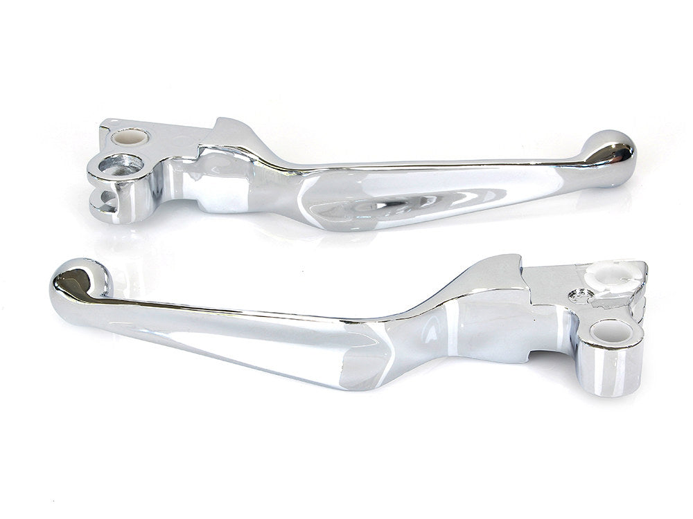 Wide Style Hand Levers - Chrome. Fits H-D 1982-1995. - Rollies Speed Shop
