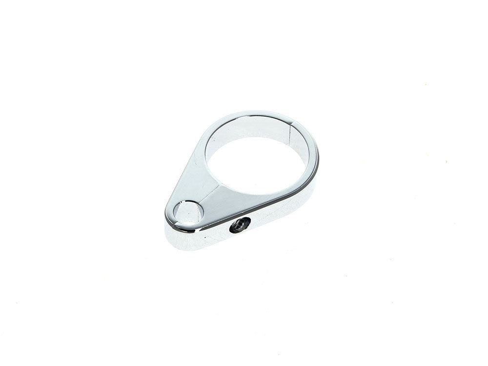 1-1/2in. Cable Clamp with 1 x 10mm Clutch Cable or Brake Line Hole - Chrome - Rollies Speed Shop