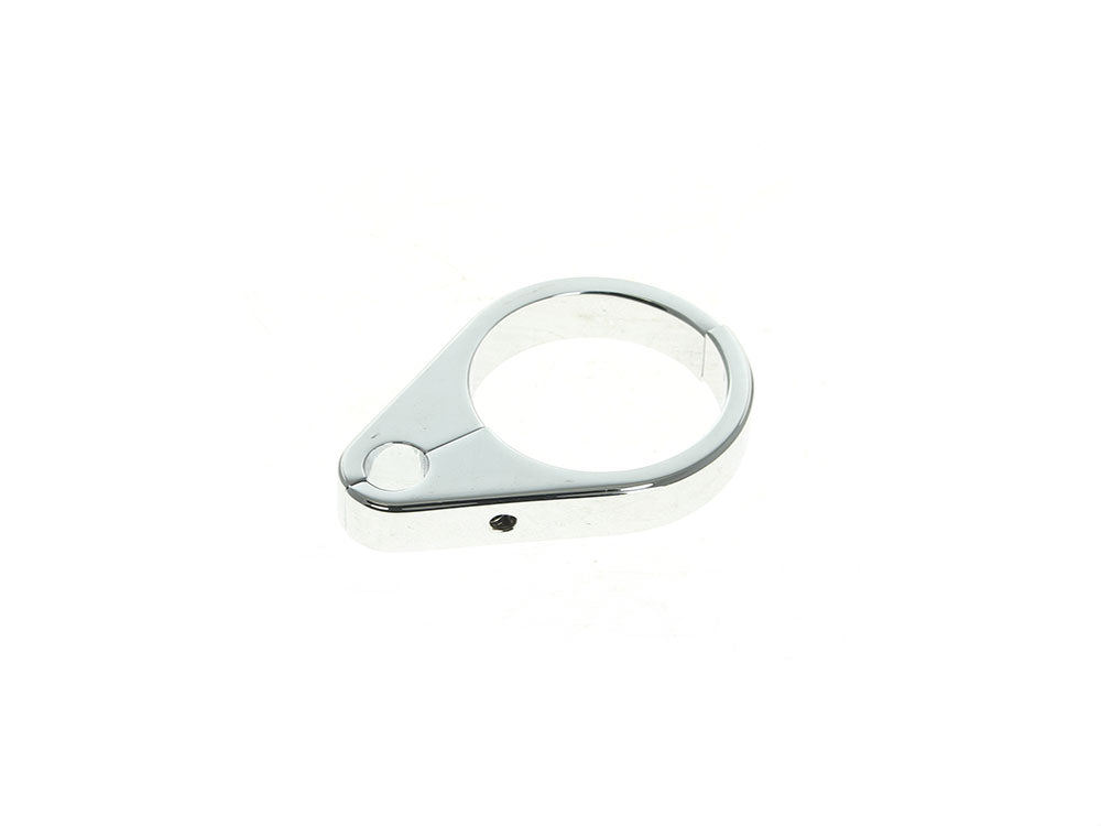 1-3/4in. Cable Clamp with 1 x 10mm Clutch Cable or Brake Line Hole - Chrome - Rollies Speed Shop
