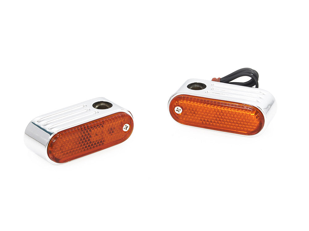 Doss Marker Turn Signals with Amber Lens & 5/16in. Mounting Hole - Chrome. - Rollies Speed Shop