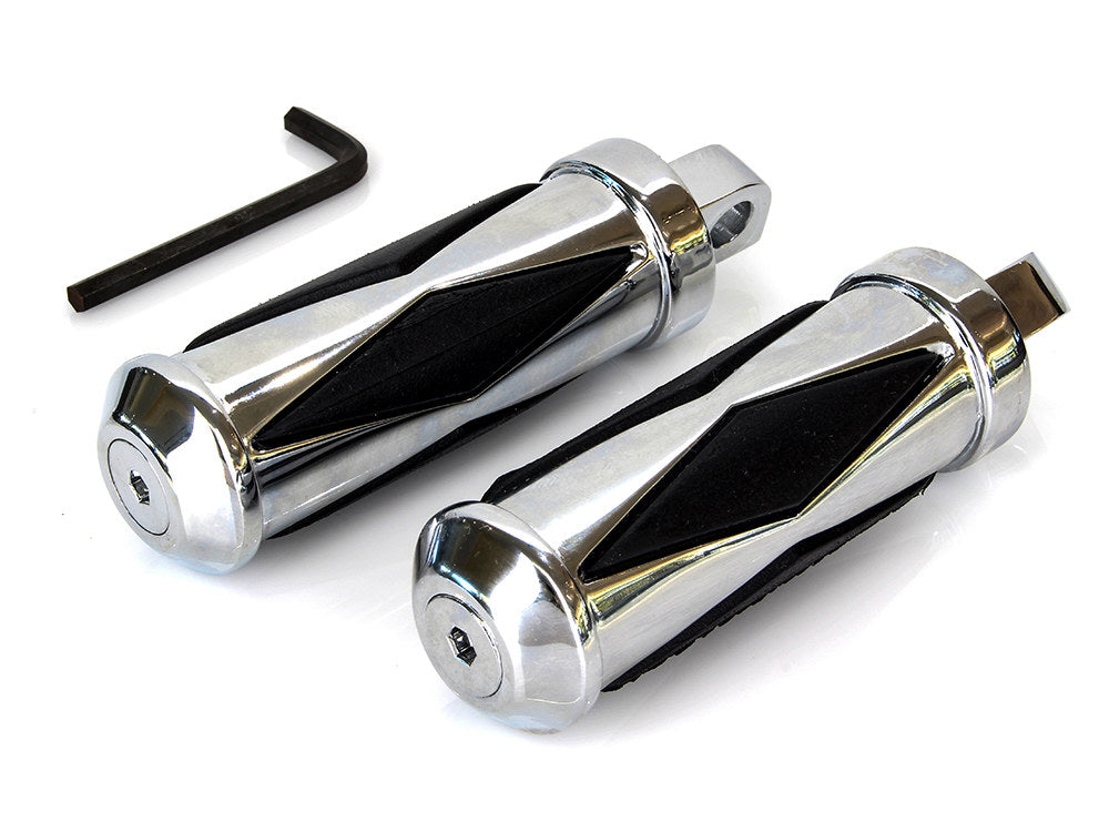 Small Diamond Style Footpegs with Male Mount - Chrome. - Rollies Speed Shop