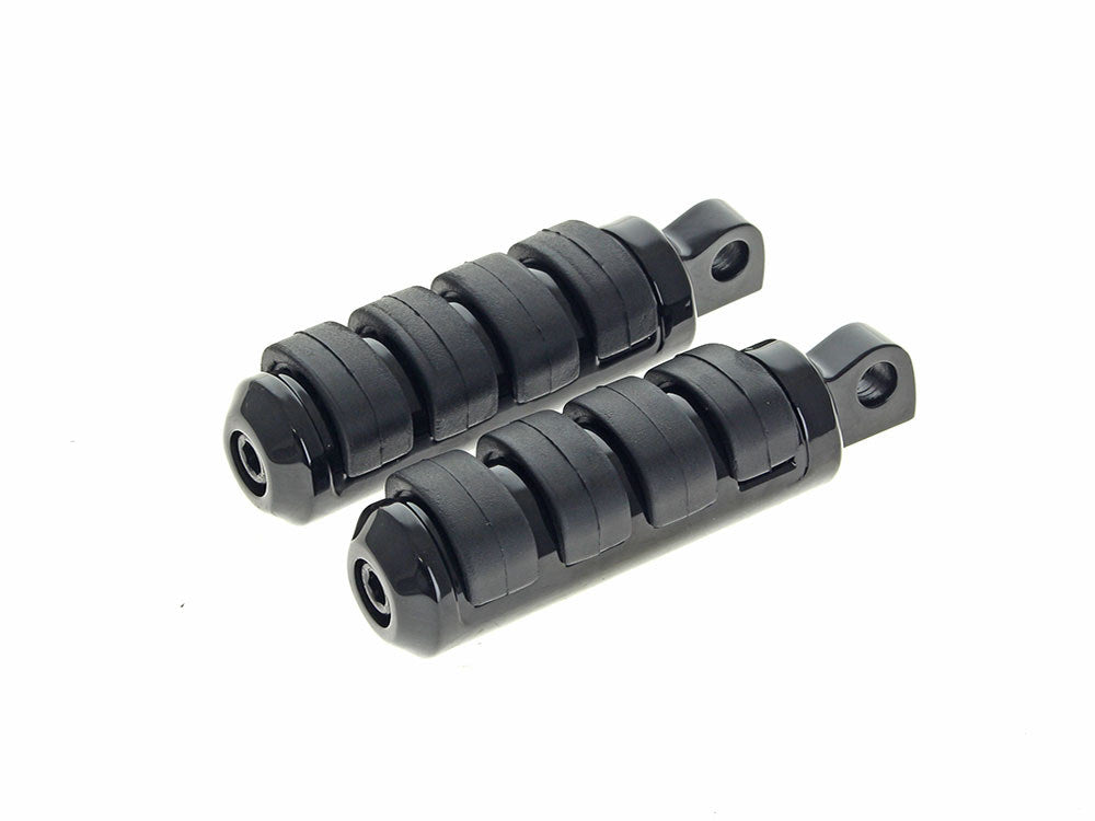 Comfort Iso Style Small Footpegs with Male Mounts - Black - Rollies Speed Shop