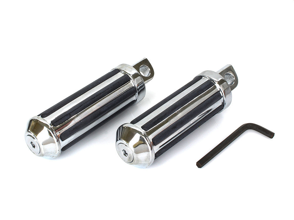 Small Rail Style Footpegs with Male Mount - Chrome. - Rollies Speed Shop