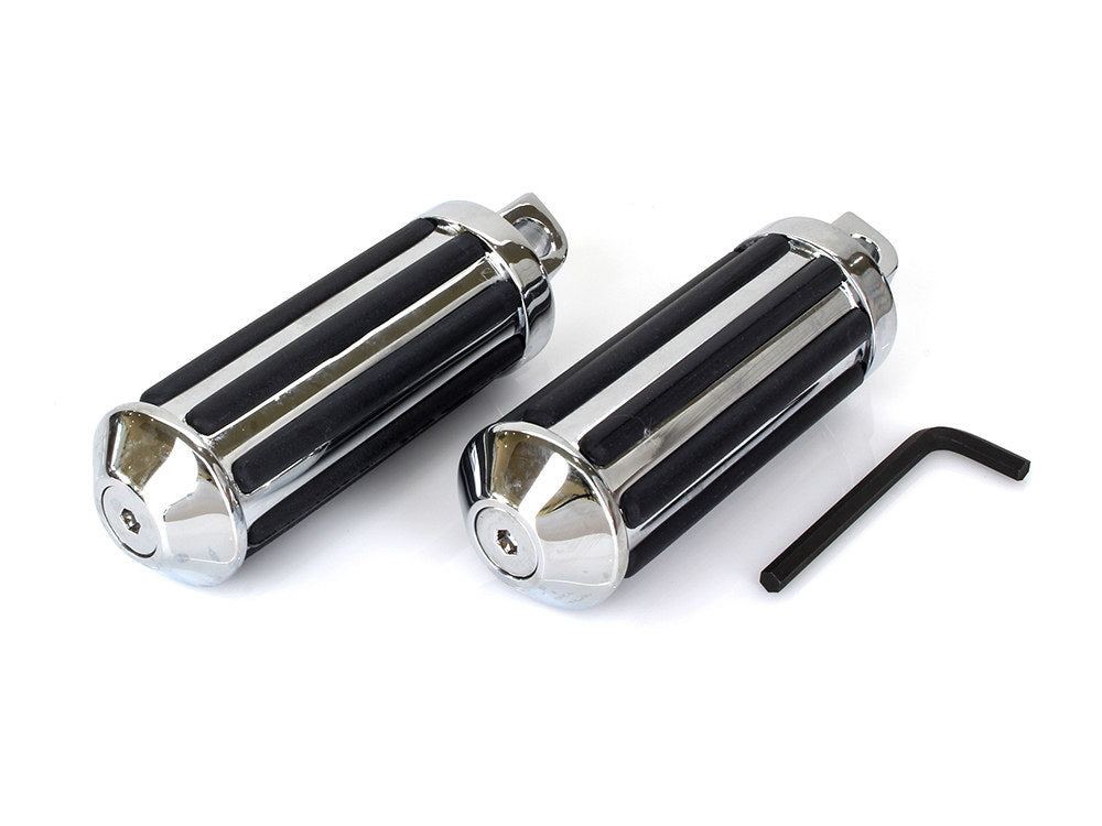 Large Rail Style Footpegs with Male Mount - Chrome. - Rollies Speed Shop