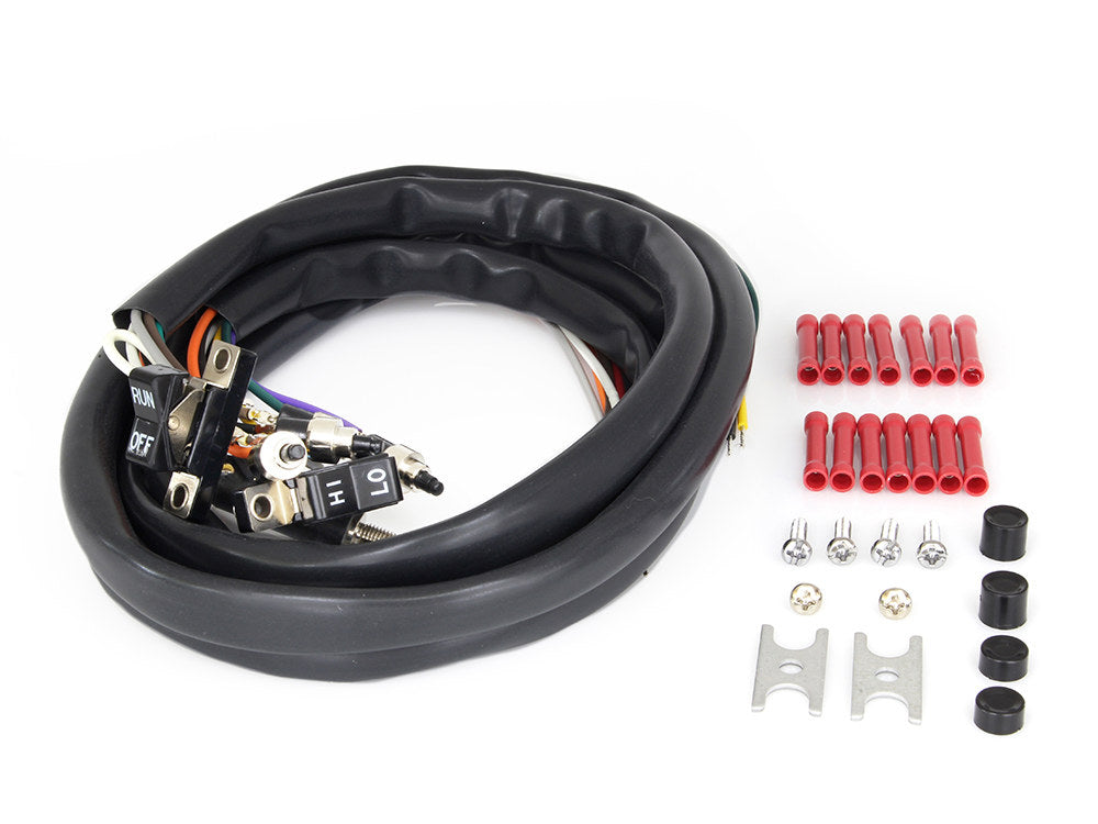 Handlebar Wiring Harness with Black Switches. Fits Big Twin & Sportster 1973-1981. - Rollies Speed Shop