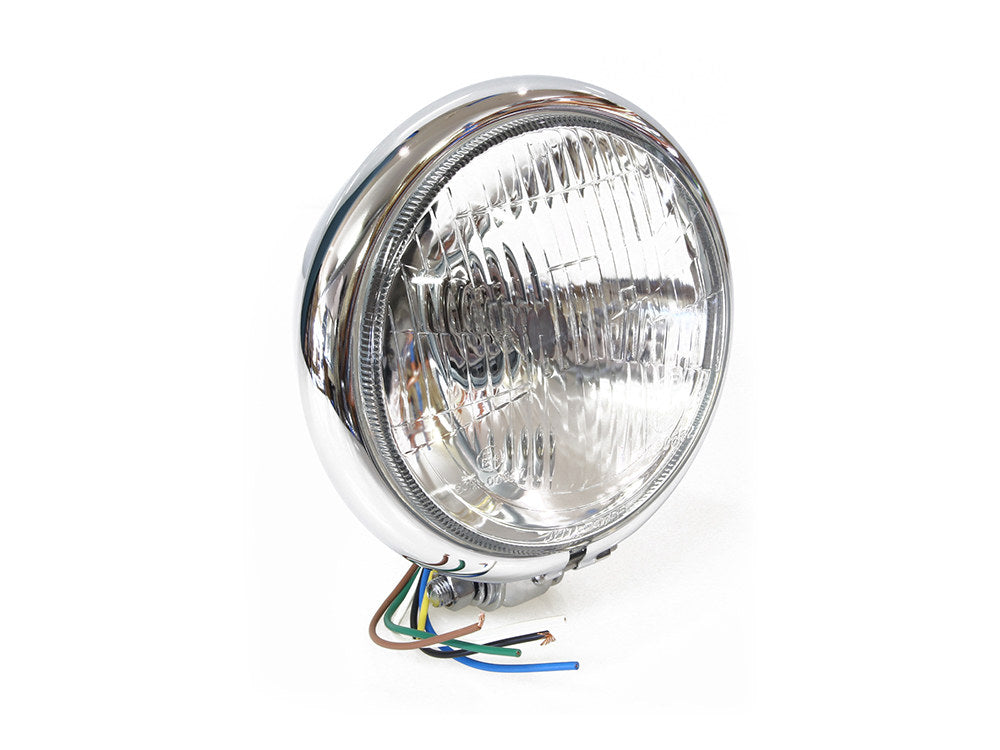 5-3/4in. Batz Style Headlight with Bottom Mount - Chrome. - Rollies Speed Shop