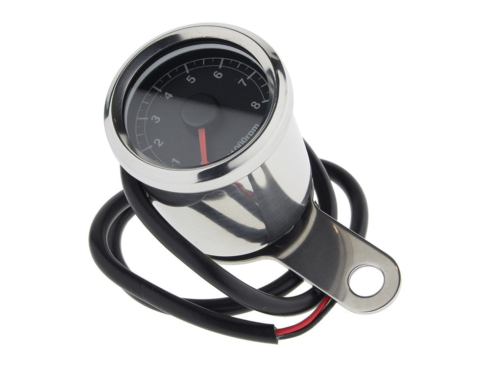 Custom Electronic Mini Tacho with Black Face. Fits Big Twin 1970-1999 & Sportster 1971-1997 - Rollies Speed Shop