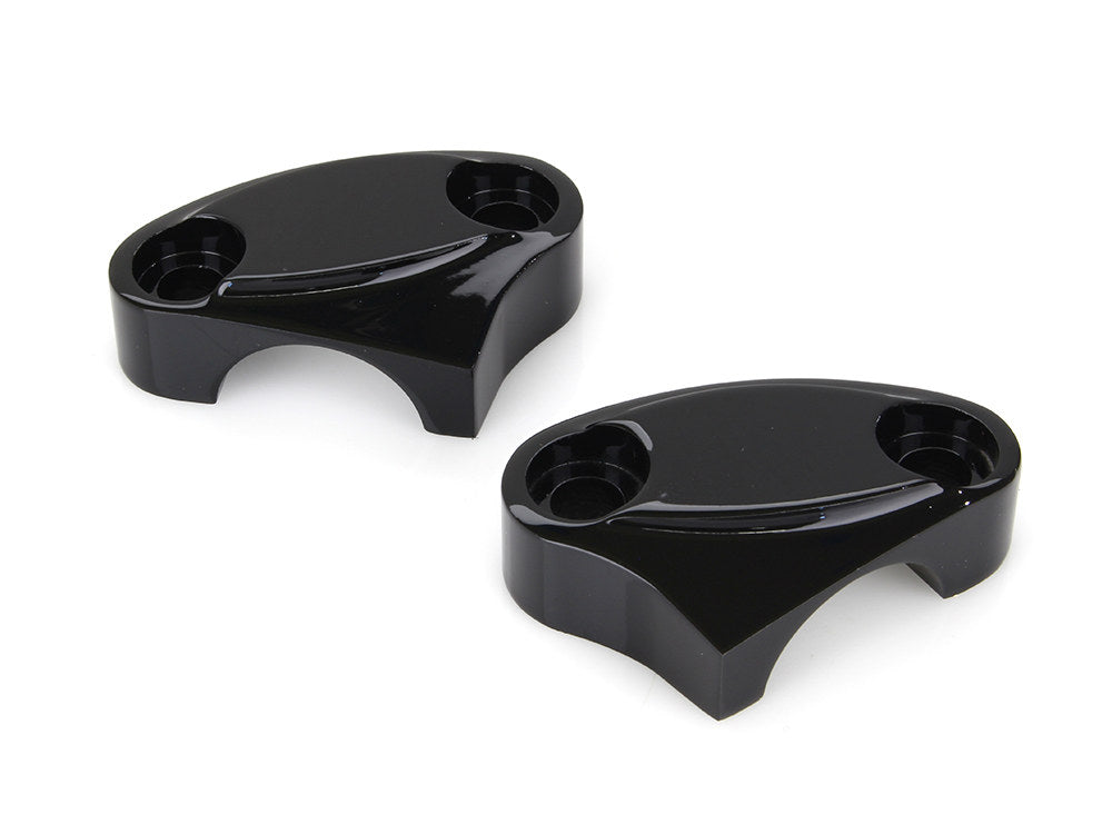 2 Piece Handle Bar Top Riser Clamps - Black. - Rollies Speed Shop