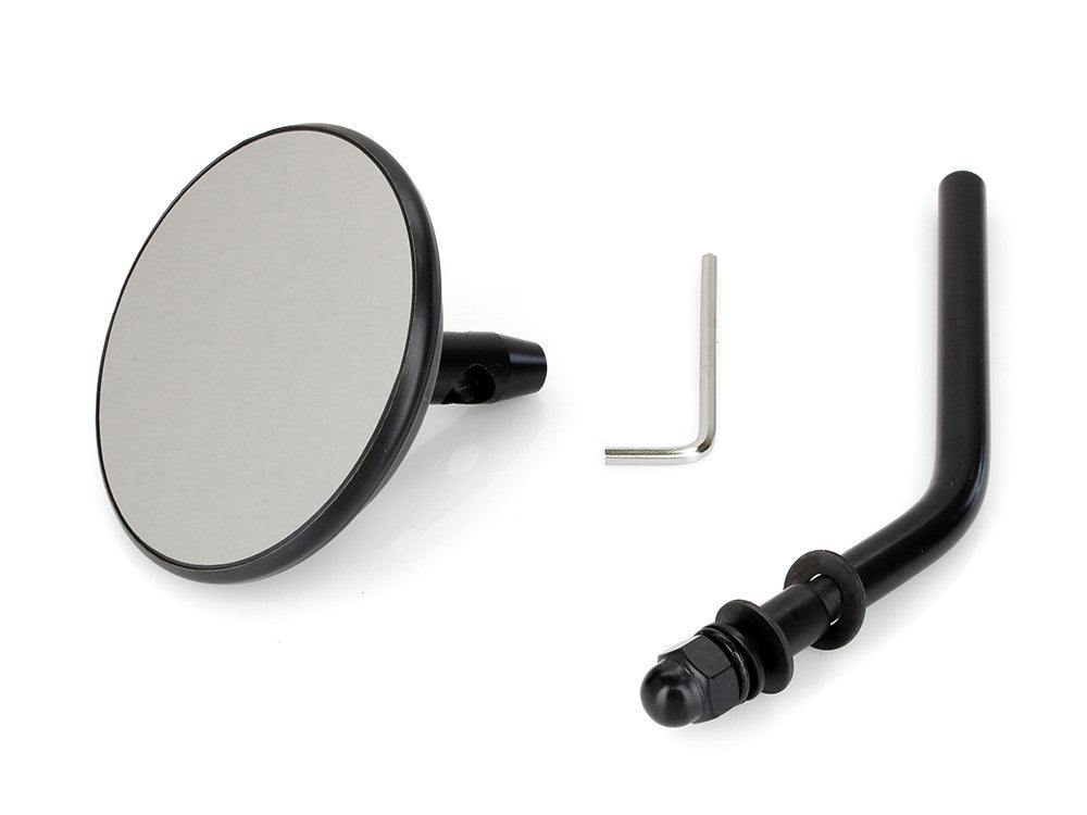 3in. Round Mirror with Short Stem - Black. Fits Left & Right. - Rollies Speed Shop