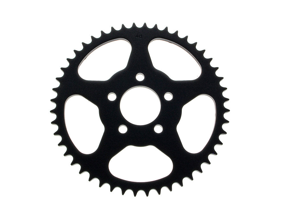 48 Tooth, Flat Steel Rear Chain Sprocket - Black. Fits Big Twin 2000up & Sportster 2000-2021. - Rollies Speed Shop
