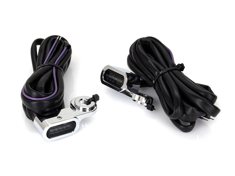 Under Perch Turn Signals - Chrome. Fits Softail S 2016-2017, V-Rod 2009-2017 & Touring 2009-2020 Models with Hydraulic Clutch. - Rollies Speed Shop