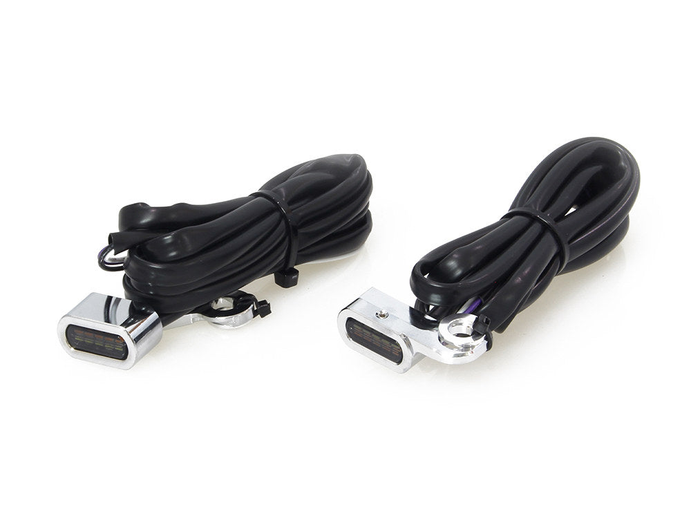 Under Perch Turn Signals with Daytime Running Lights - Chrome. Fits Softail 2015-2024 & Touring 2009-2023 Models with Cable Clutch. - Rollies Speed Shop