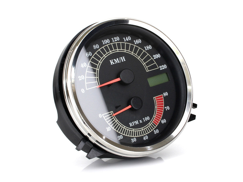 5in. KPH Speedometer with Tachometer. Fits Softail & Dyna Wide Glide 1999-2003 & Road King 1999-2003 Models with 5in. Fat Bob Dash. - Rollies Speed Shop