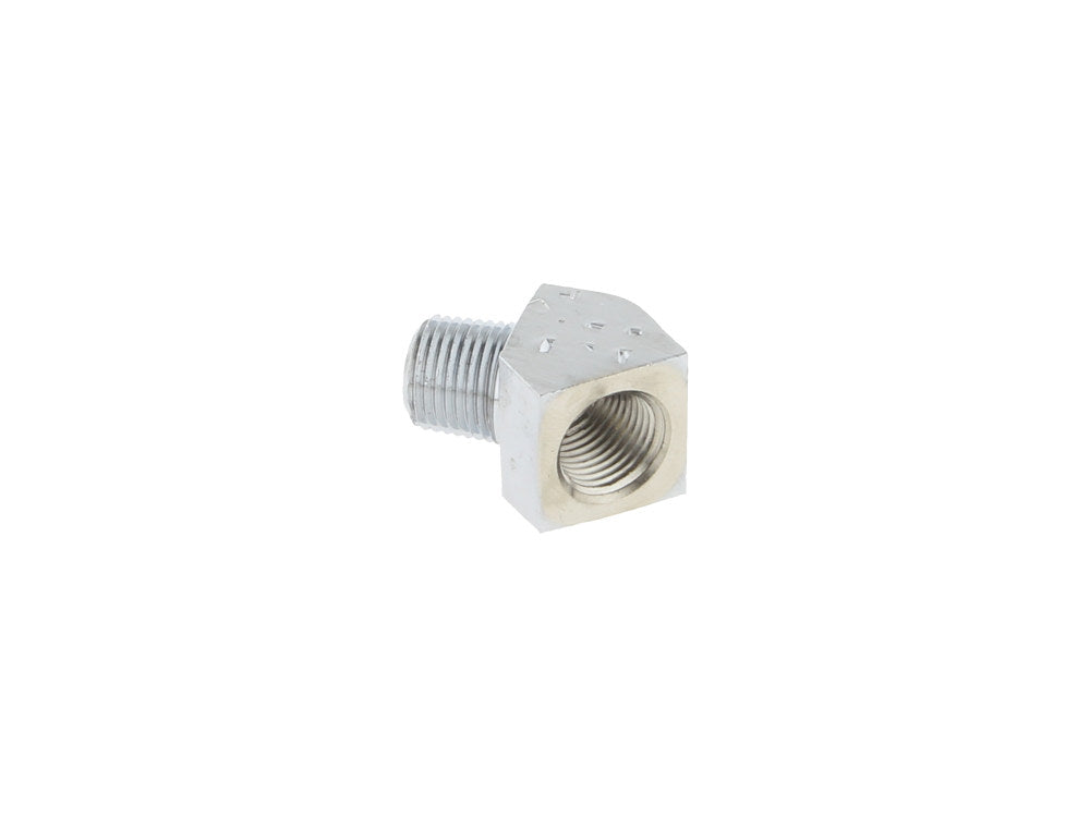 45 degree Elbow Oil Fitting with 1/8in. NPT Male Thread - Chrome. - Bender Cycle