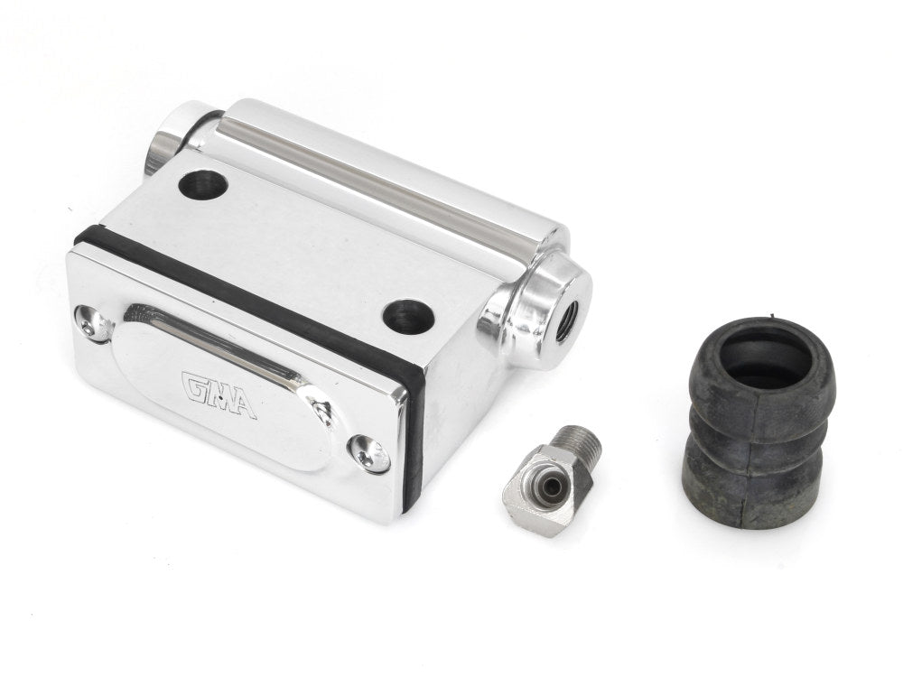 Lockheed Style Rear Brake Master Cylinder - Chrome. Fits Big Twin 1973-1979 with Disc Brake. - Belt Drives Ltd