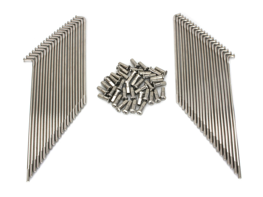 19in. Spokes - Stainless Steel. Fits the Genuine H-D Smooth Profile Rim when used in conjunction with 2006up OEM H-D Mid Glide Front End. - Buchanans Spoke Rim