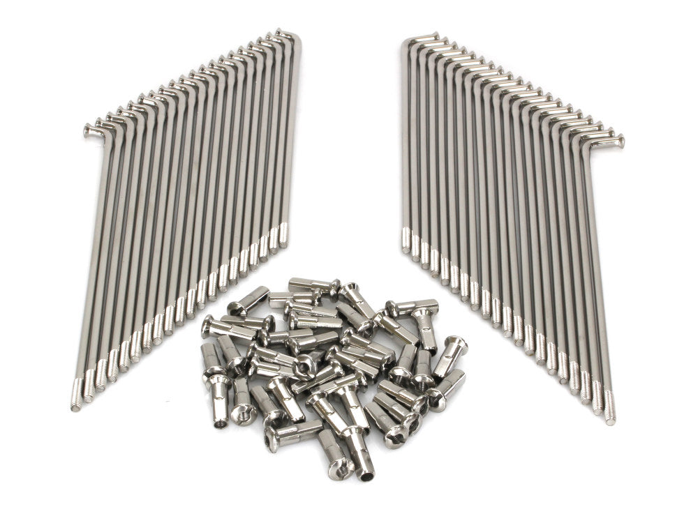 19in. Spokes - Polished Stainless Steel. Fits Original Style H-D Deep Drop Center Rim when used in conjunction with Narrow Glide Hub 1973up & OEM H-D Mid Glide Front Hub 2006up. - Buchanans Spoke Rim