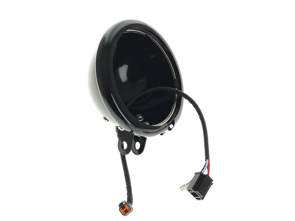 5-3/4in. Headlight Housing with Bottom Mount - Black. Fits Softail Standard, Street Bob, Low Rider & Low Rider S 2018up - Custom Dynamics