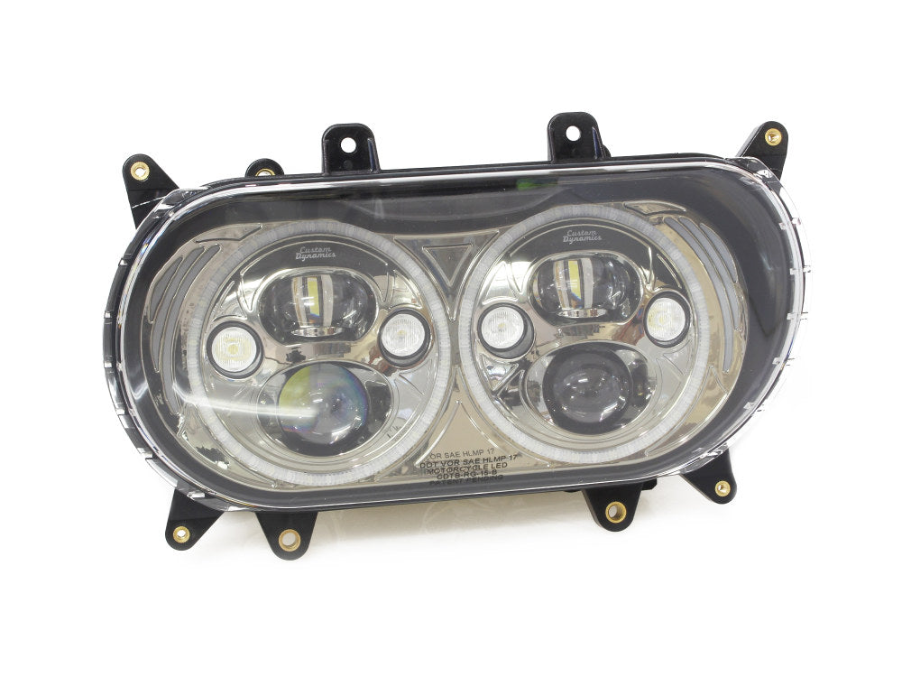 Dual LED HeadLight Kit with Integrated DRL Halos with Amber Turn Signals. Fits Road Glide 2015-2023 - Custom Dynamics