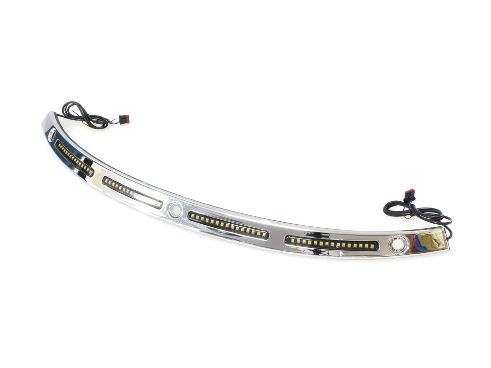 LED DRL Windshield Trim with Sequential Amber Turn, White Run & Smoke Lens - Chrome. Fits Touring 2014-2023 - Custom Dynamics