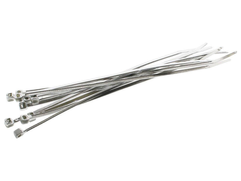 Chrome Zip Ties - 8in. Long. Pack of 10. - Custom Dynamics
