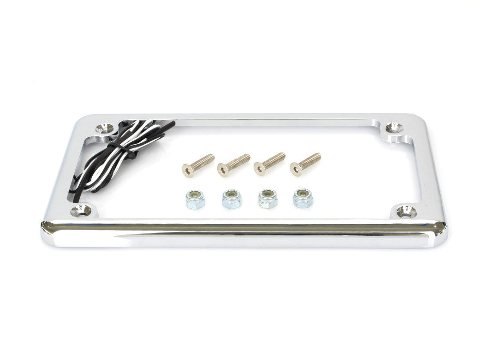 Flat Low Profile Number Plate Frame with LED Illumination - Chrome. - Custom Dynamics