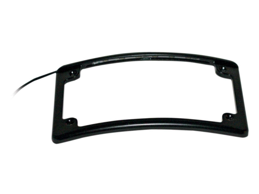 Curved Low Profile Number Plate Frame with LED Illumination - Black. - Custom Dynamics